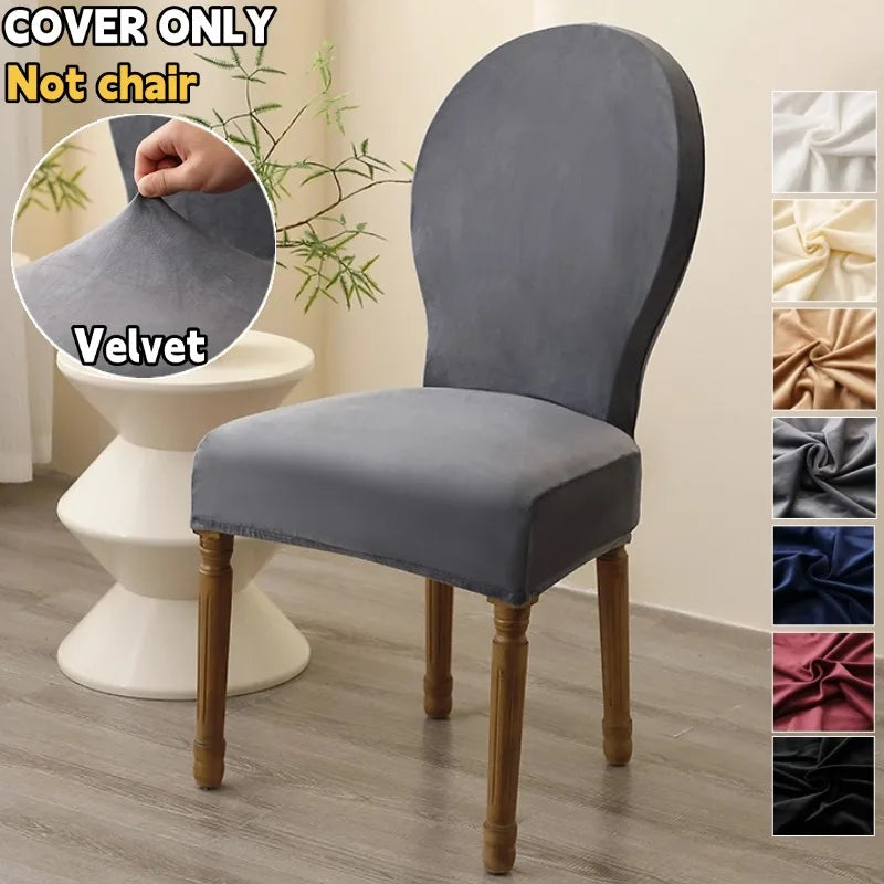 Housse chaise velours gris classique protection mariage banquet maison
