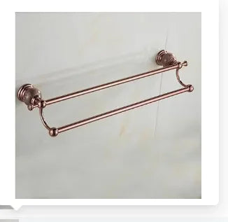 porte serviettes rose doré ensemble salle bain classique fixations murales barres anneaux