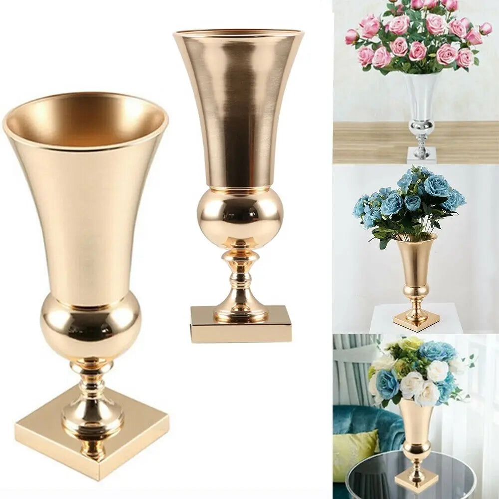 vase decoratif or classique fleurs artificielles hauteur 43cm diametre 19.5cm