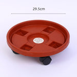 support roulettes pot fleurs orange moderne roues transparentes