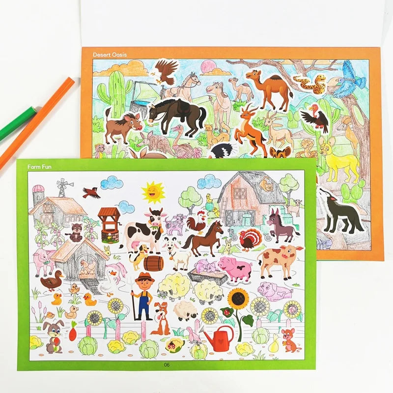 livre stickers coloriage animaux enfants ans activités diy recherches illustrationsscrição