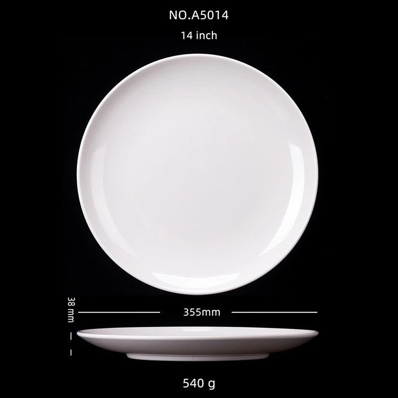 assiettes blanches rondes opaques modernes plastique 10 11 12 14 pouces
