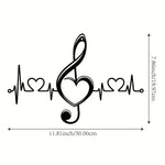 décoration murale noire notes musicales coeurs contemporaine minimaliste sans fixation 30cm 19.97cm
