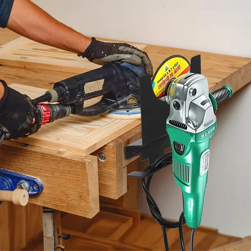 supports muraux outils électriques meuleuse angulaire noir métal mat industriel fixations vis chevilles expansion