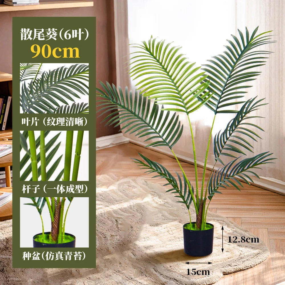 plantes artificielles feuilles palmier vertes modernes décoration extérieure pot grande taille