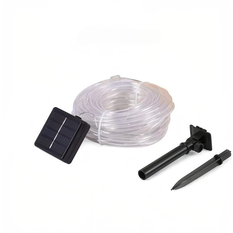 guirlande lumineuse solaire blanc chaud multicolore moderne clips piquets extérieur nuit decoration festive jardin