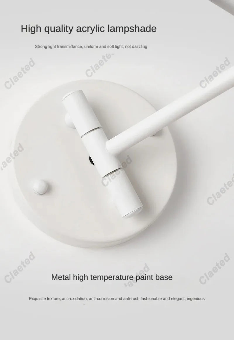 lampe murale articulée moderne noir blanc bois naturel minimaliste aluminium fer