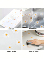 tapis protection évacore blanc gris fleurs moderne adhésif 100cm 30cm humidité imperméable