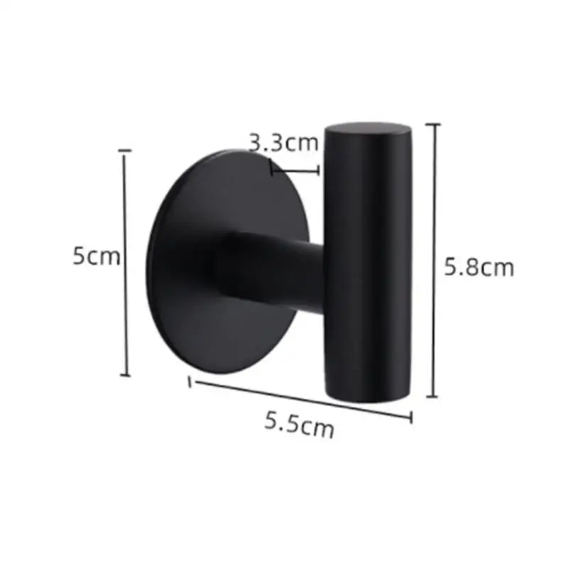 porte serviettes moderne argenté noir lisse auto adhésif inoxydable diamètre 5cm hauteur 3.3cm