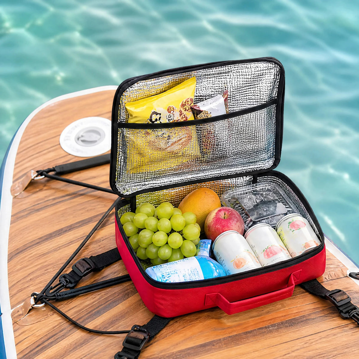 sac rangement kayak rouge uni pratique clips poignée fermeture compartiments étanche durableextérieur