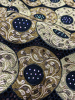 tissu brodé noir doré strass occasion party voile coton largeur 51 52 inches dentelle
