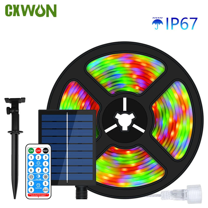 ruban led solaire multicolore modes points lumineux moderne clips
