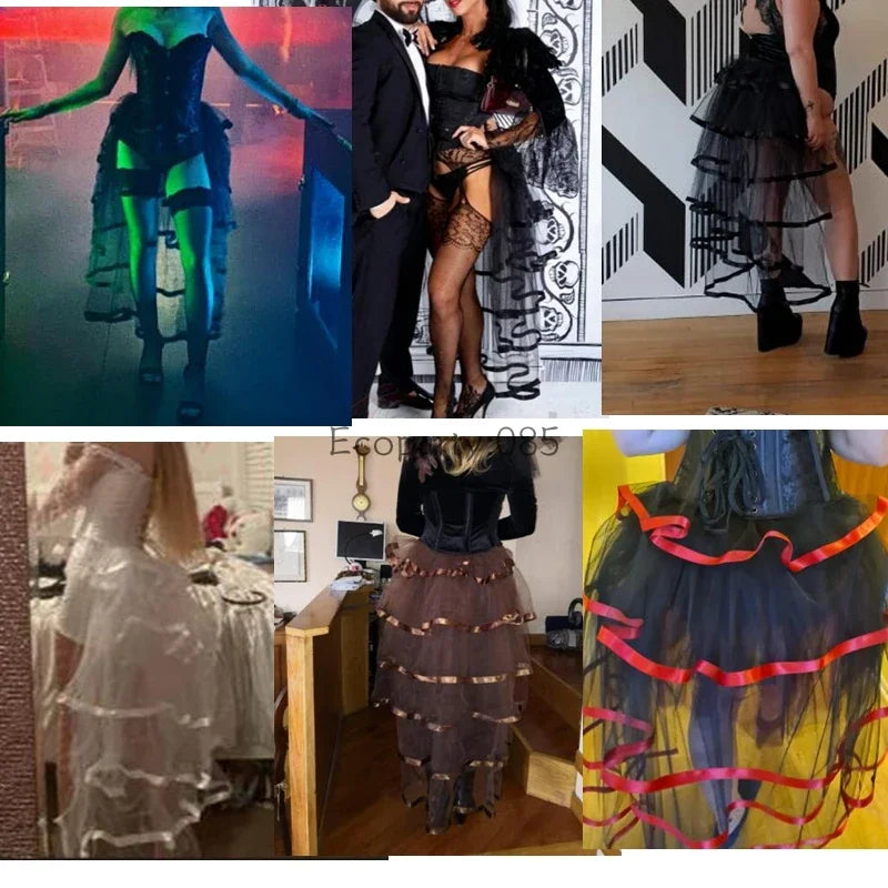 jupe tulle rouge blanche noire marron transparente rubans vintage mousseline cocktail femme