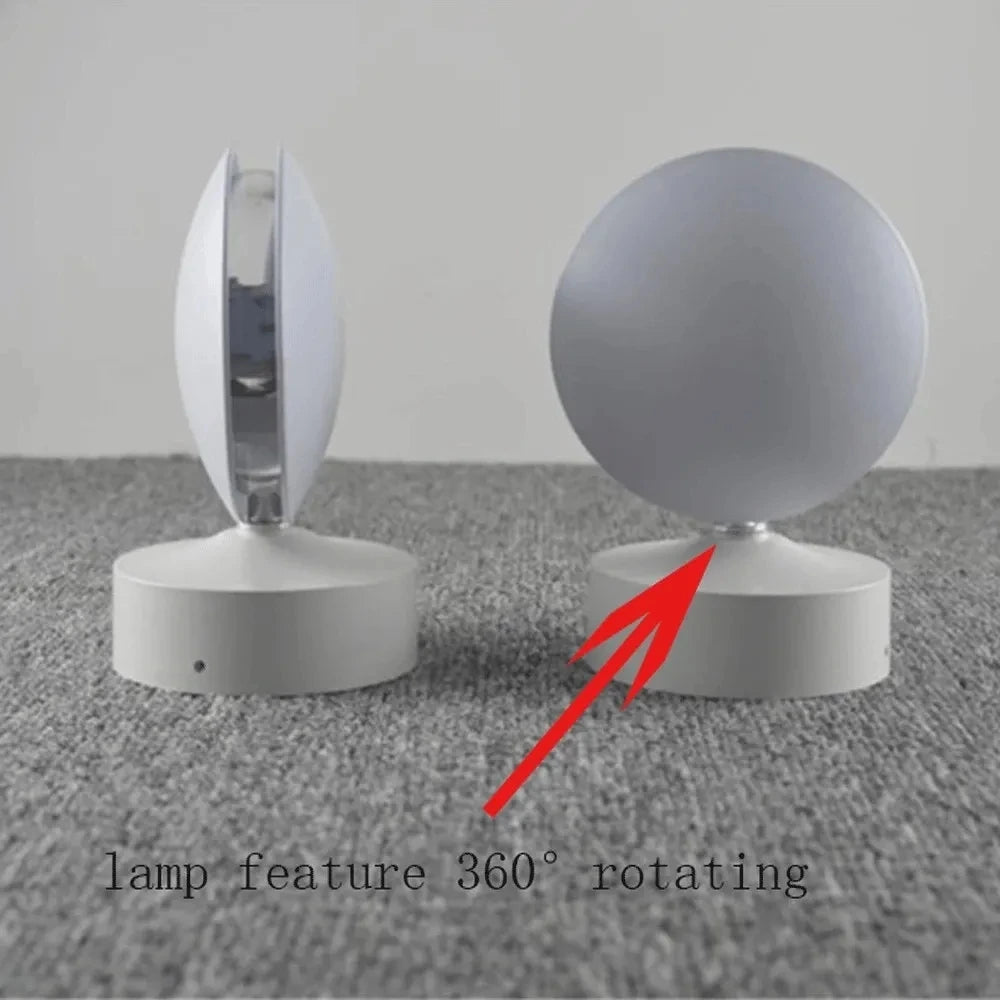 lampe led rotative contemporaine nickel brossé adhésive maison brillante spherique moderne