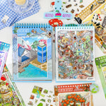 livre stickers 3d dessin animé coloré stickers autocollants motifs animaux urbains naturels spiral bleu