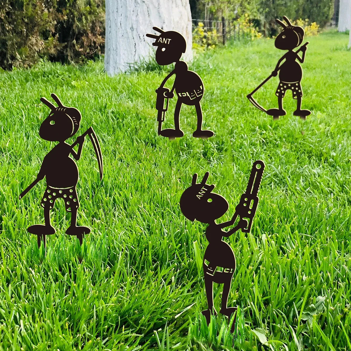 figurines insectes noires art minimaliste jardin décoratives extérieures sol đen giản dị cho