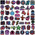 autocollants néon musique notes instruments graphiques pack 10 30 50 pièces