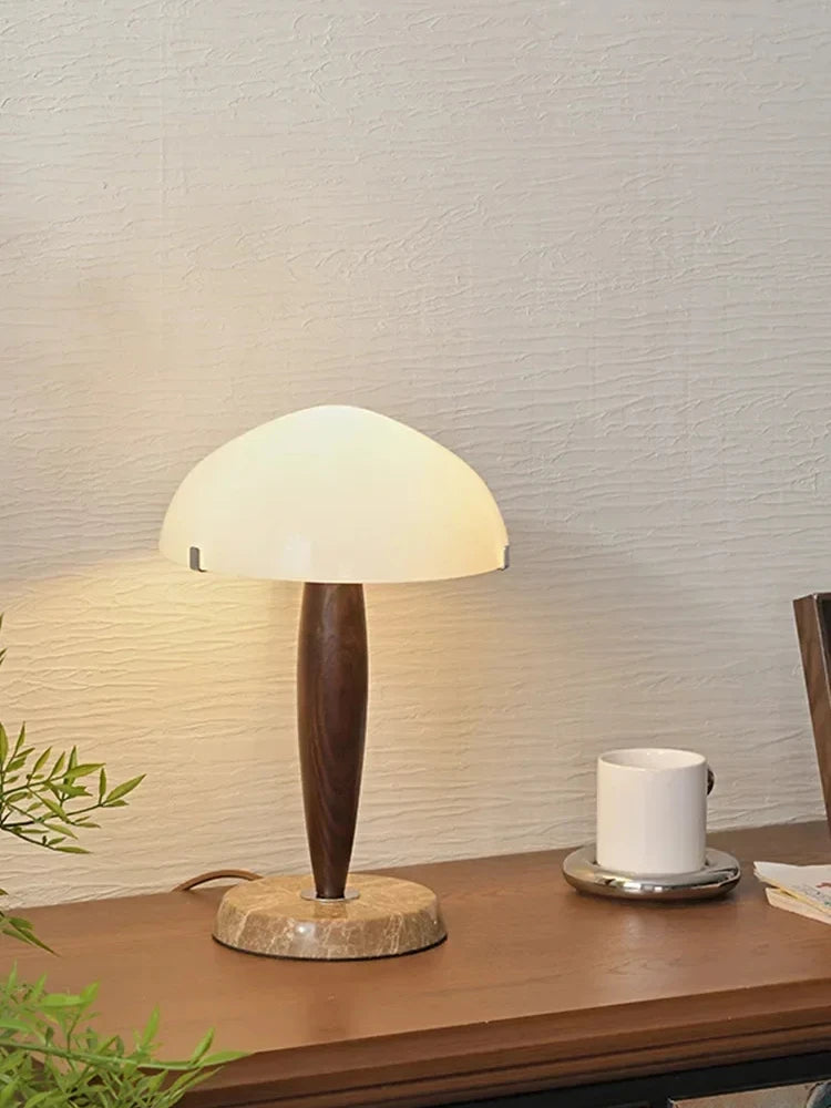 lampe table moderne verre blanc base marbre éclairage led blanc nordique intérieur chambre coucher