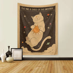 tapisserie murale moderne chat étoiles soleil lune clips polyester rectangle vintage