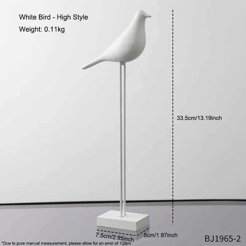 statue oiseau résine noir blanc minimaliste décoration intérieure animal compagnie moderne sculpture