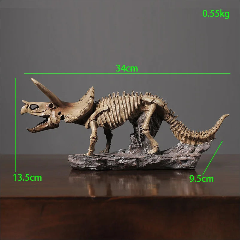 squelette dinosaure résine décor maison salle gris marron clair os roche tringle noire réaliste