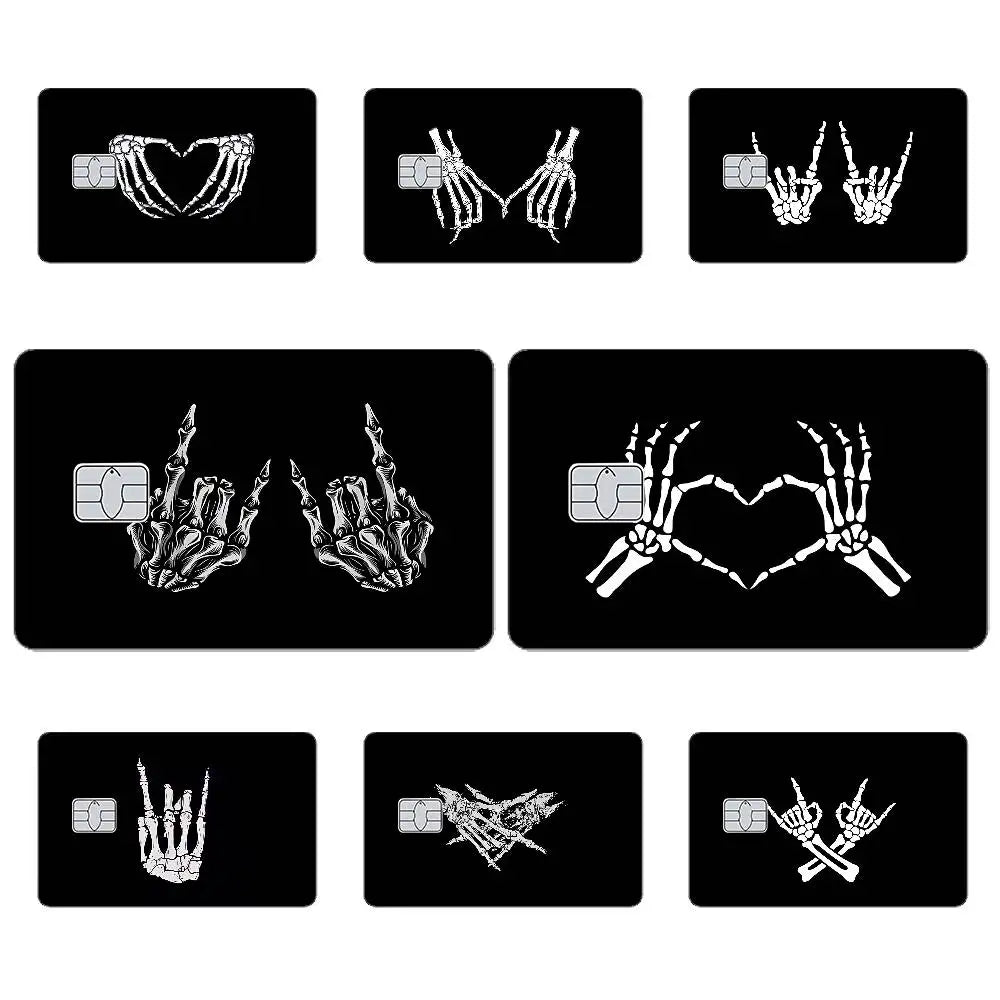 autocollants carte credit main squelette coeur graphique résistants rayures imperméables pack pièces adhésifs étanches