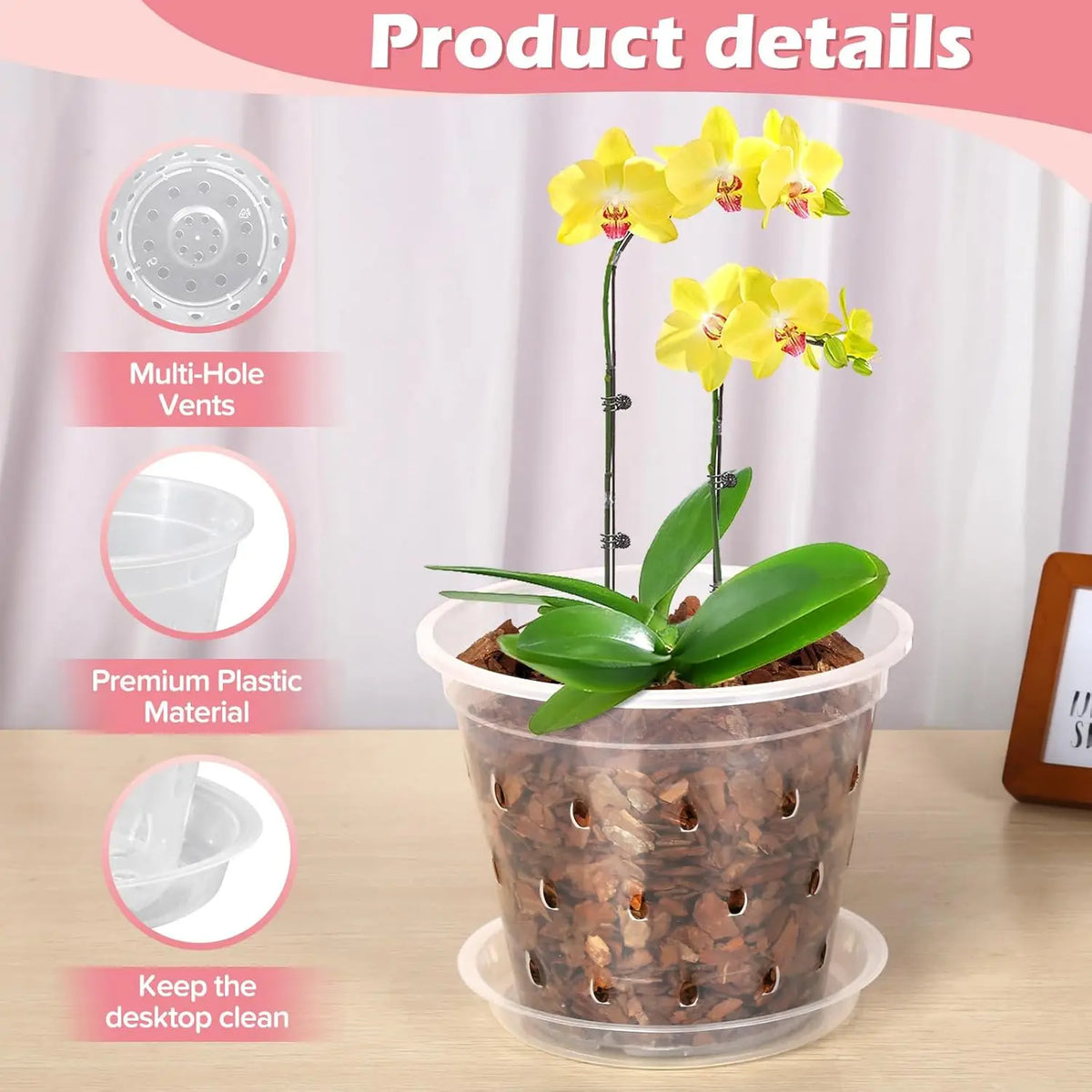 Pots fleurs transparents perforés moderne 11cm 12.5cm 14cm 15cm 17cm 5pcs