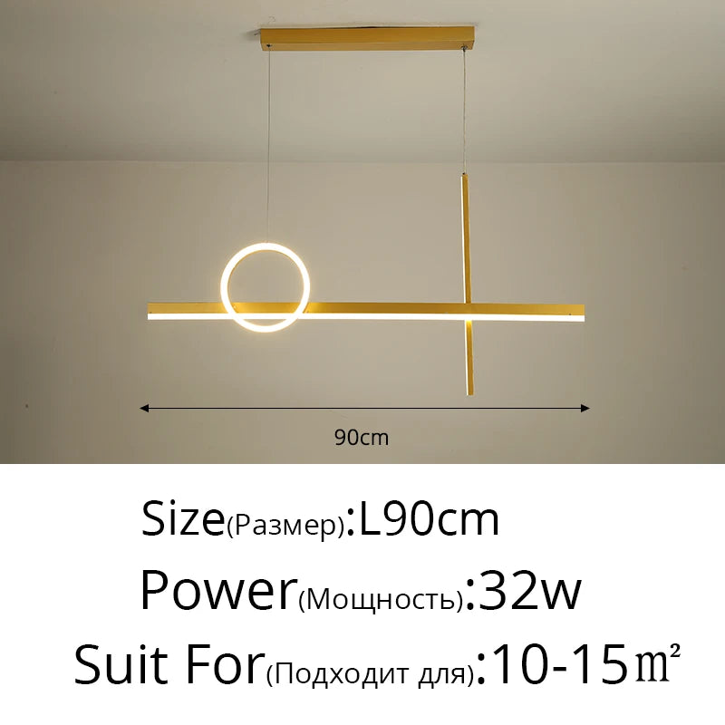 suspension lumineuse moderne or noir lignes géométriques led minimaliste