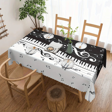 nappe table rectangulaire imperméable piano notes musicales moderne assiettes verres couverts opaques réutilisable polyester