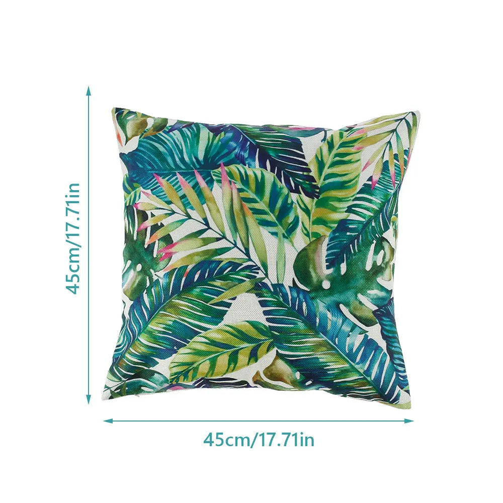 coussins feuilles tropicales blanc vert bleu moderne 45cm 45cm imperméables chambre salon decoration