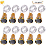 guirlande lumineuse solaire 10 led forme capuchon bouteille or noir blanc festiveextérieur moderne