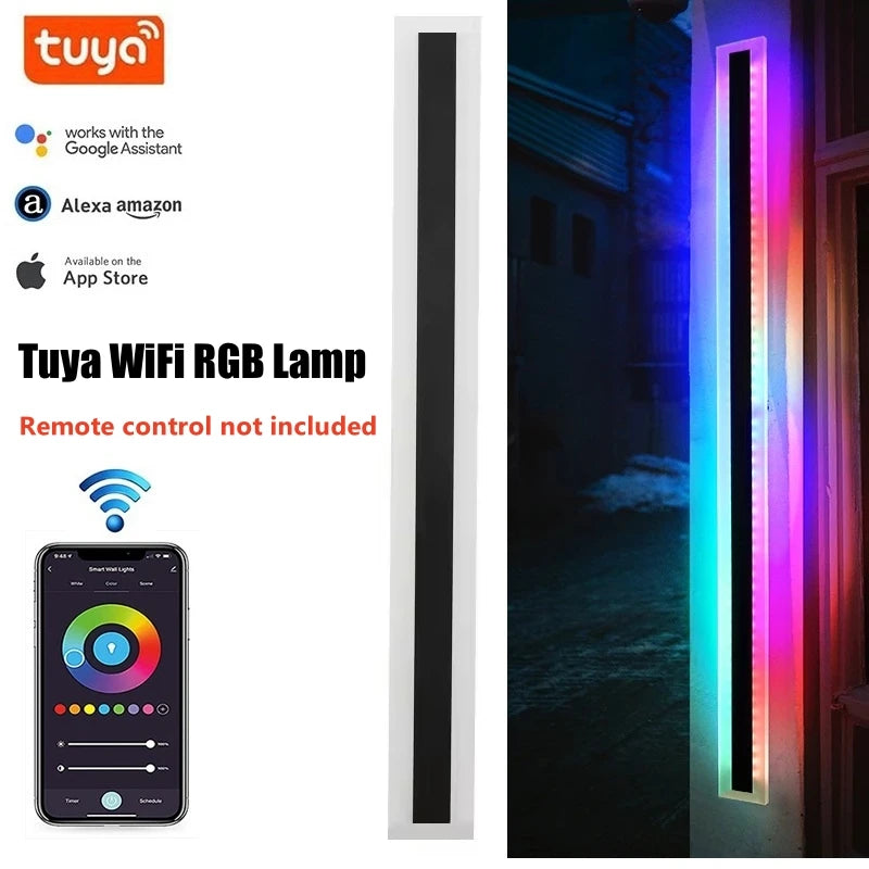 lampe murale led extérieure rgb linéaire étanche moderne jardin porche wifi couleur blanc