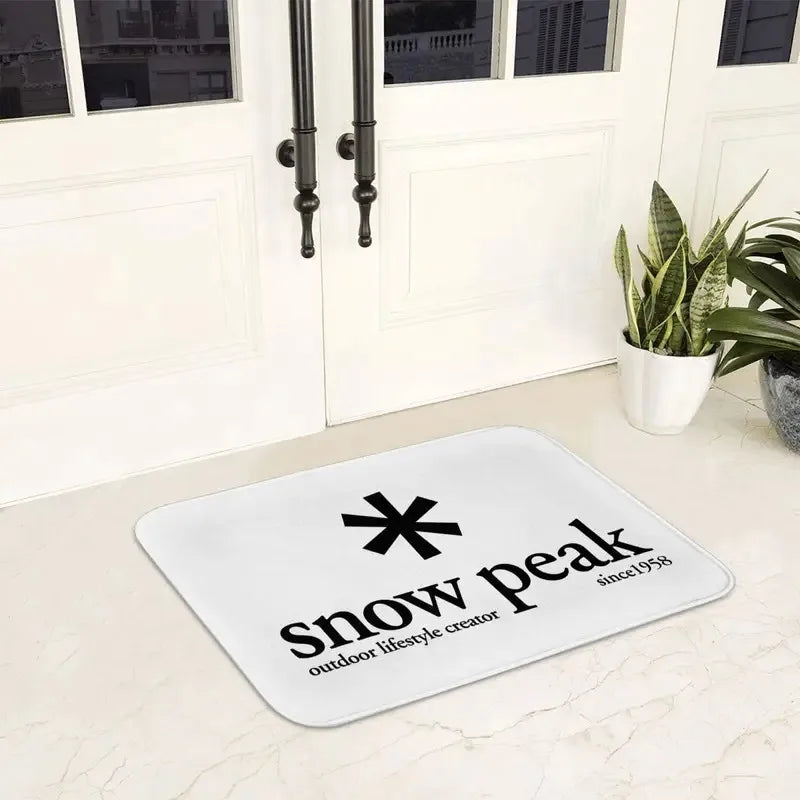 tapis bain blanc logo snow peak moderne imperméable antislip polyester coton knits classic minimaliste