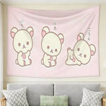 tapisserie cartoon ours mignons rose clair expression différente décoration murale chambre enfant durable machine