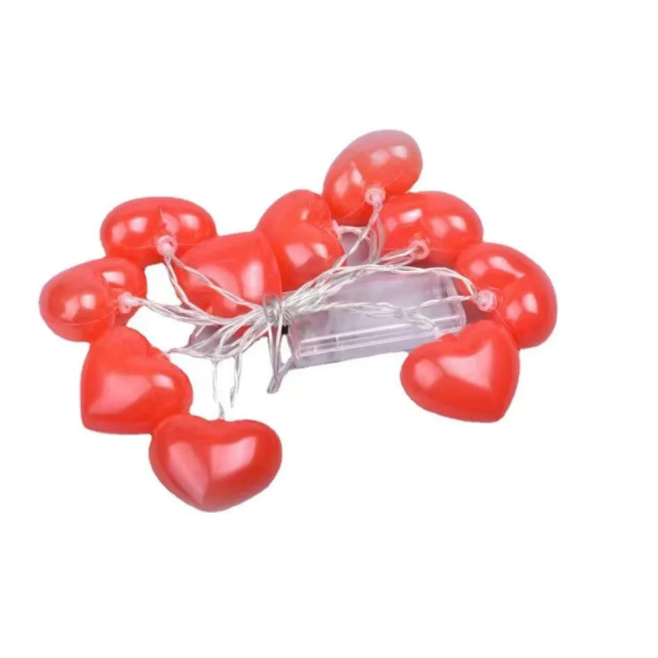 guirlande lumineuse coeurs rouge rose moderne clips autonomes led piles