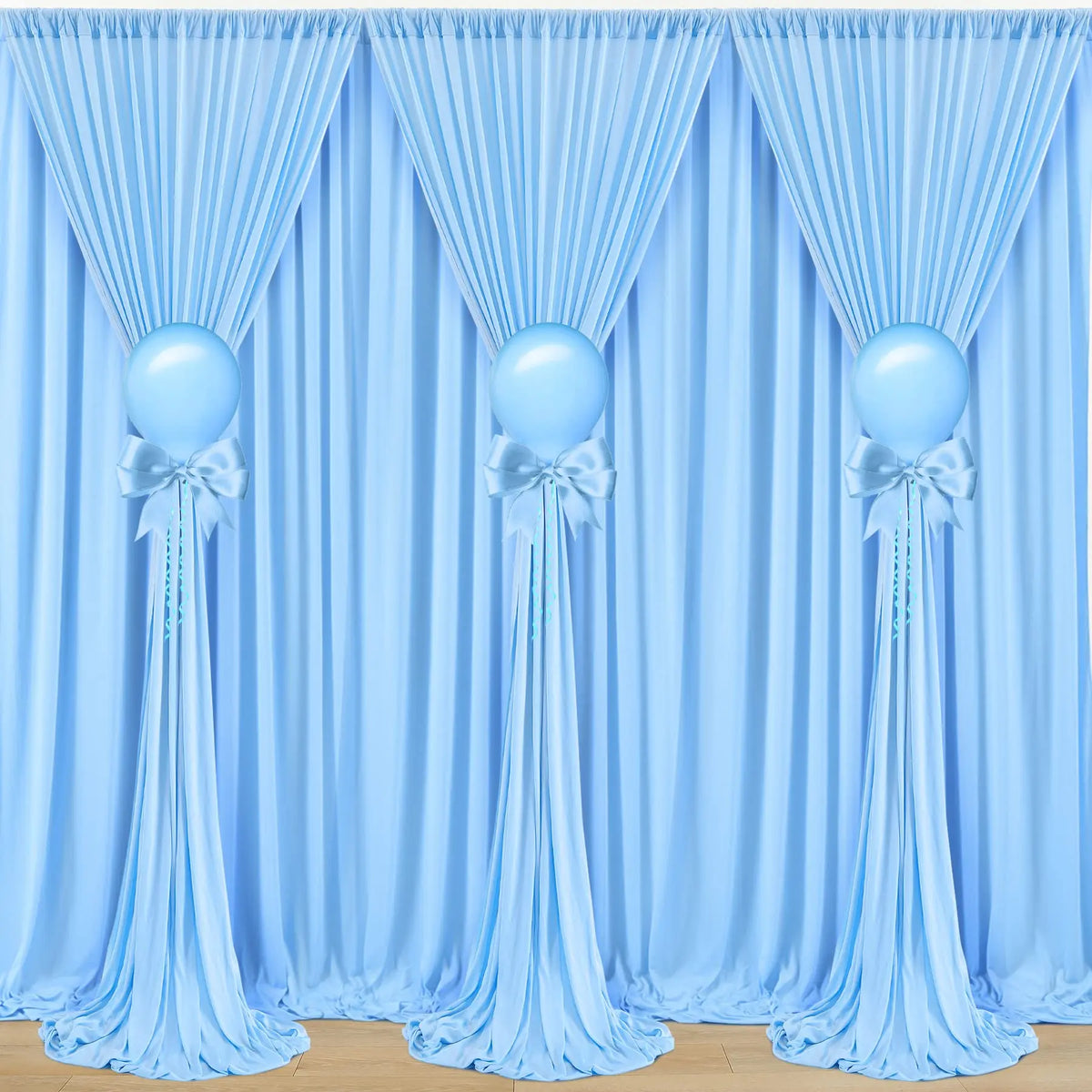 rideau bleu clair polyester moderne poignées 5ft 7ft 8ft 10ft opaque fête