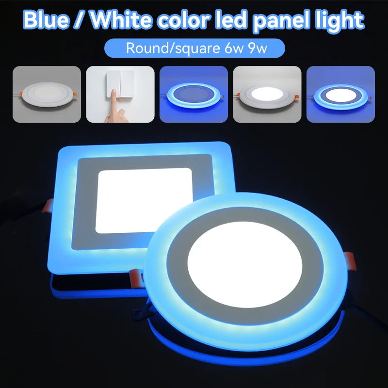 Panneau LED blanc bleu moderne 6W 9W rond carré clips inclusion