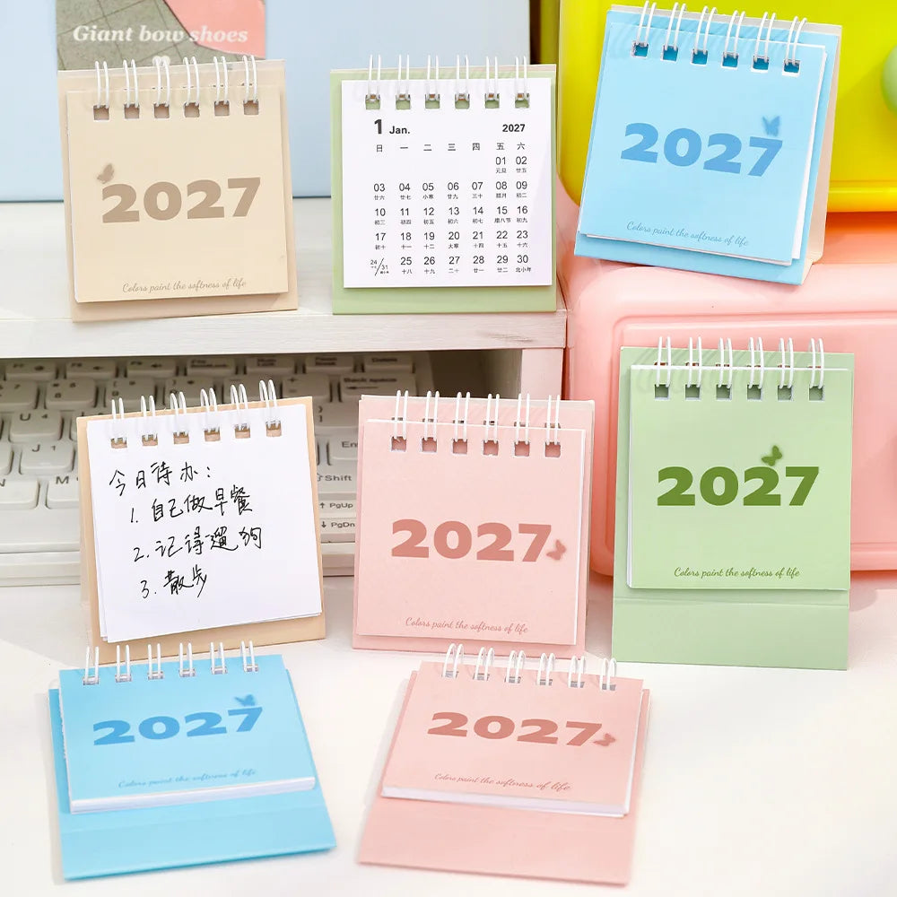 calendrier minimaliste spirale couleurs douces pages notes 2027 mémorisables moderne
