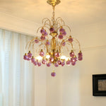 lustre moderne art déco doré violet marron sphères translucides salon chambre vintage