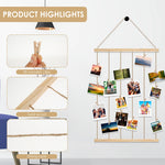 cadre photo suspension bois bohème pinces photos accroches decor mur decoratif rustic original