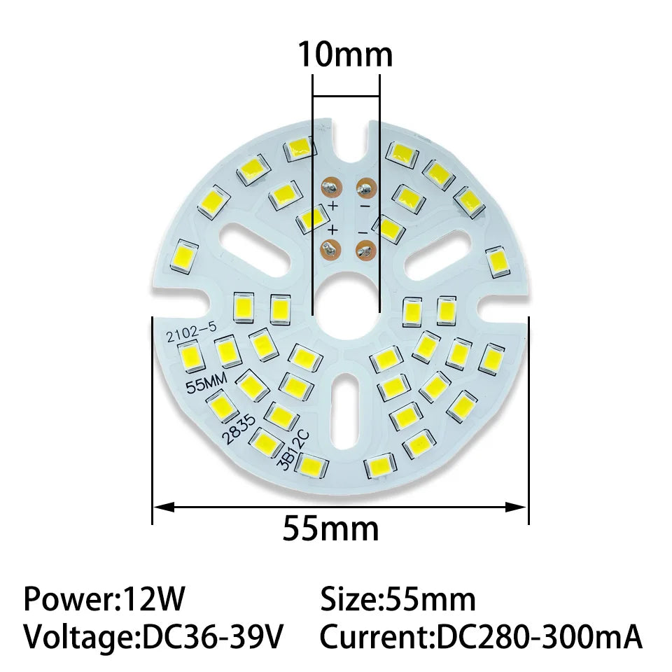 plaque led 12w blanc chaud 3000k 55mm 65mm 85mm 100mm moderne