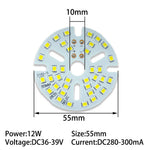 plaque led 12w blanc chaud 3000k 55mm 65mm 85mm 100mm moderne
