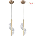 lampe suspendue moderne spirale acrylique translucide noir plaque éclairage chambre restaurant led