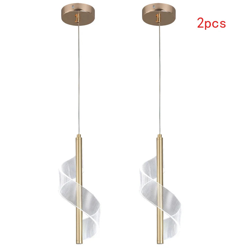 lampe suspendue moderne spirale acrylique translucide noir plaque éclairage chambre restaurant led