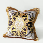 housse coussin carré léopard doré franges velours coton polyester décoration sofa chambre voiture