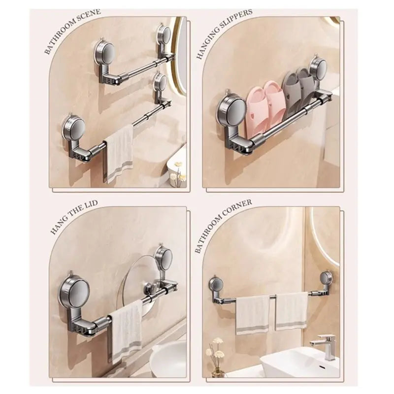 porte serviettes télescopique argenté ventouses rangement serviettes moderne salle bain cuisine