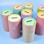 tirelire forme animal moderne simple métal couleur vert rose bleu clair pastel