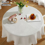nappe table moderne 50x50cm 90x90cm rayures diagonales franges beige jaune rose bleuclair festive