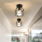 lampe led e27 fer forgé noir moderne structure géométrique métal éclairage quotidien chambre salon