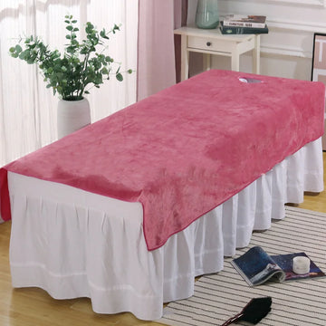 couverture table velours doux lit massage salon beauté couleur unie